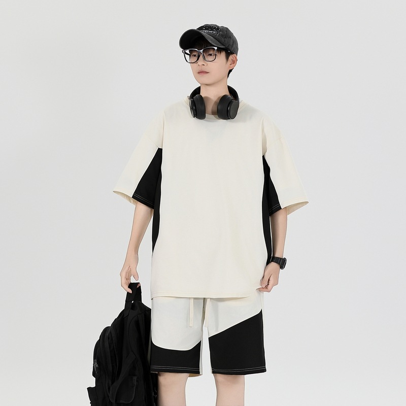 Verano camiseta de hombre de manga corta hombre juego de lujo ligero de lujo alto juego de dos piezas estilo exterior