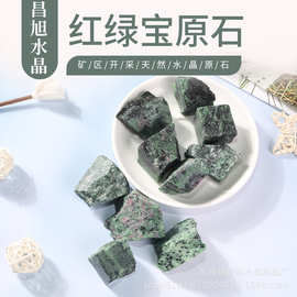 厂家供应天然红绿宝水晶原石 花绿宝扩香石 花绿石原矿石摆件