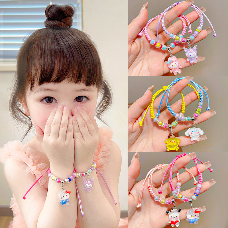 Pulsera infantil Sanrio Kuromi para niñas, pulsera de dibujos animados dulce y linda, pequeño regalo, pulsera de alta gama.