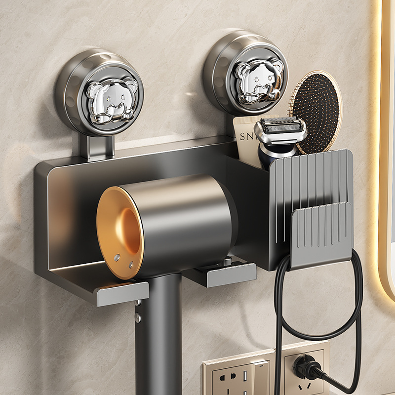 흡착식 헤어드라이어 거치대, 무타공 헤어드라이어 선반, 욕실 수납 걸이, 헤어드라이어 벽걸이 선반