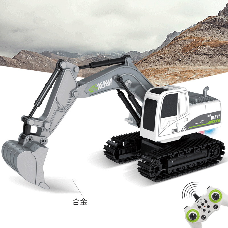 Excavadora aleación niños de control remoto excavadora juguete coche niño simulación excavadora eléctrica coche ingeniería vehículo transfronterizo