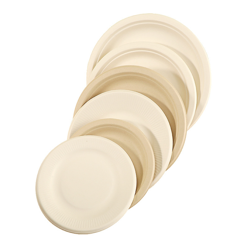 Desechable plato de papel espesado pulpa de caña de azúcar placa de pastel barbacoa bricolaje pintura hecha a mano degradable vajilla placa de papel