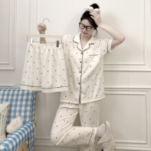 云朵棉三件套卡通睡衣女春夏季薄款短袖长裤家居服夏