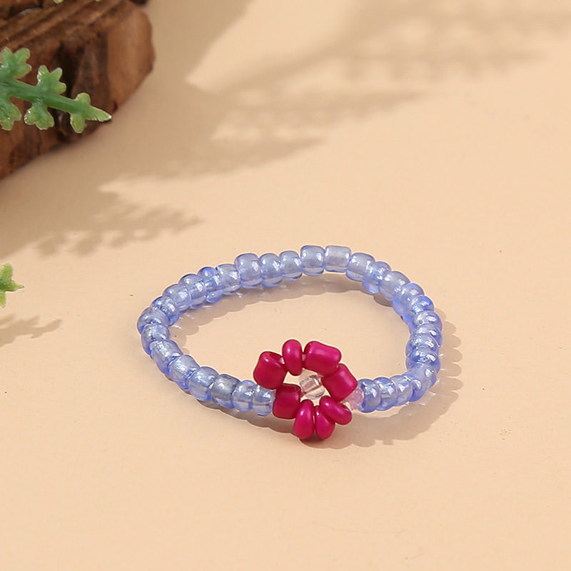 Wholesale Jewelry Bohemian Handmade Crystal Flower Color Beaded Ring Nihaojewelry display picture 6