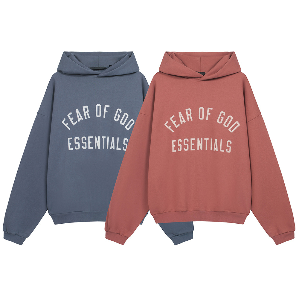 24FW nuevo FOG ESSENTIALS letra impresa lavado con agua hacer vieja suelta sudadera con capuz camisa con capuz casual