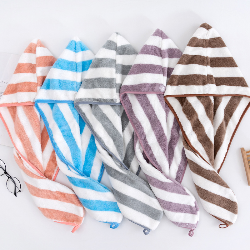 Flat-knit high-density coral velvet bath cap triangular cap dry hair cap factory wholesale soft absorbent thick drop shipping