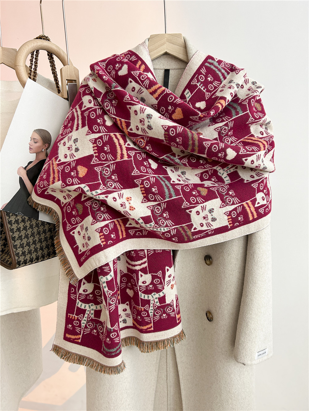 Holiday, Daily Occasion Women's Vacation Simple Style Color Block Imitation Cashmere Printing Scarf