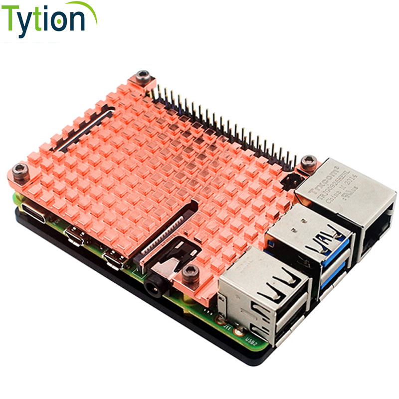 树莓派4B 纯铜制马甲散热器散热片亚克力底板外壳送导热垫CNC工艺