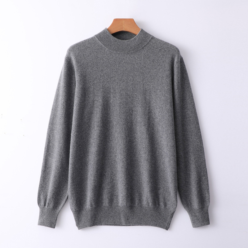 Men's Wool Sweater Pure Wool 2021 Autumn and Winter New Men's Mid-Collar Pure Wool Inner Merino Sweater