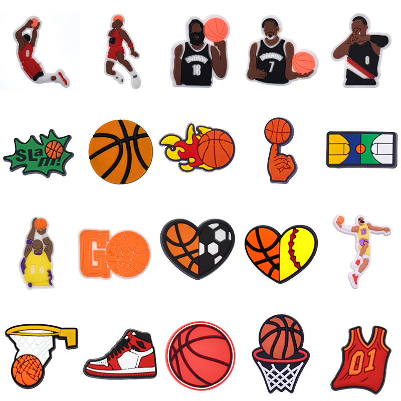篮球运动pvc软胶贴片饰品配件耳机壳手机壳包包装饰素材diy配饰