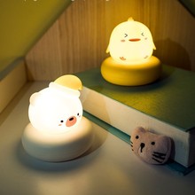 亚马逊新款儿童夜灯 USB卧室桌面萌宠伴睡灯卡通触摸拍拍氛围灯