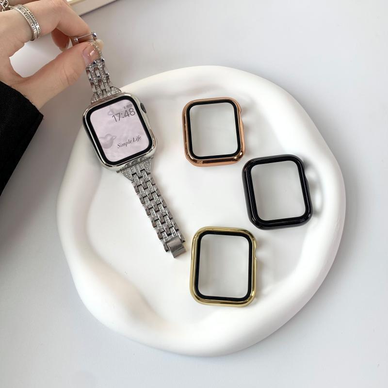 Electroplated bright surface protective case is suitable for apple watch iwatch8 case film integrated applewatch7 protective case