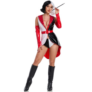 S-XL�¿������COS�� ��Ƥ�Ըкڰ�ħŮ���c��Cruella �f�}�����b