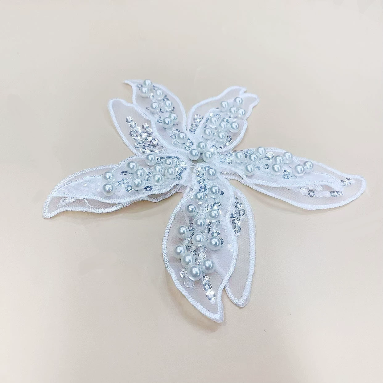 15 см в ширину двухслойные бисерные жемчужные яркие сетчатые цветочные наклейки трехмерные бисерные кружевные аксессуары для свадебной одежды