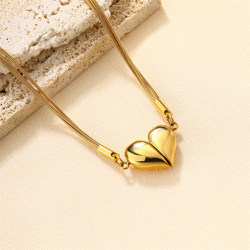 17g Weight Pendant Necklace Classification 1 Piece Quantity Holiday Occasion Stainless Steel, Titanium Steel Material Heart Shape Pattern Women's Gender Plating Design Cute, Sweet Style Heart Shape Stainless Steel Titanium Steel Cute Sweet Pendant Necklace 1