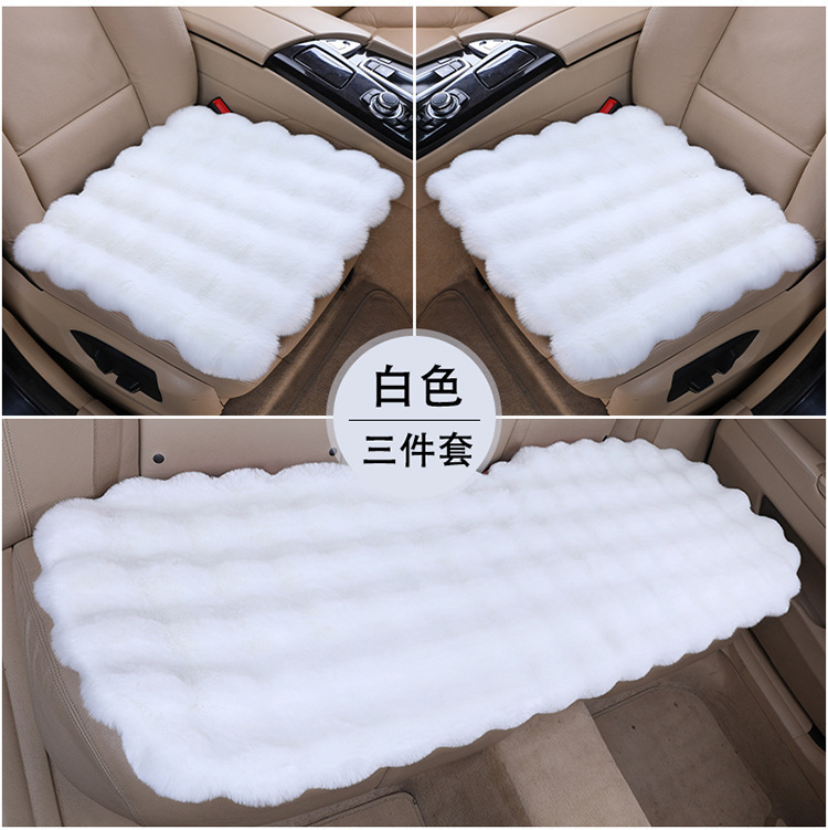 Winter Rabbit-Proof Plush Short Plush Three-Piece Set Single-Piece Genuine Fur Integrated Warm Fur Cushion Car Seat Cushion