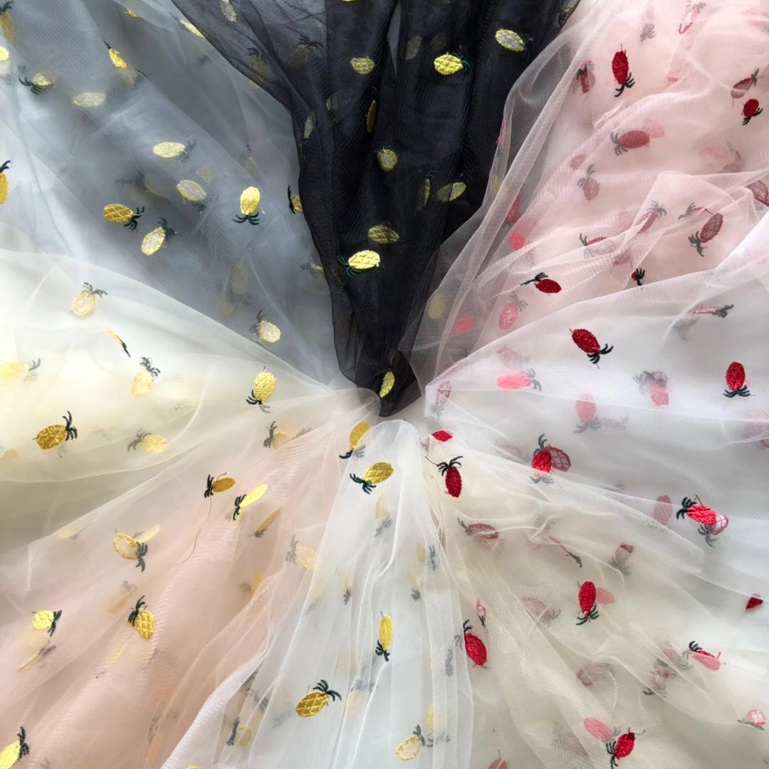 Multi-Color de malla de tela de malla reforzada malla tridimensional bordado piña no elástica ropa de los niños ropa decorativa tela Interior