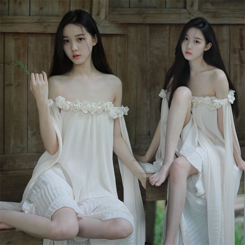 Photo Studio's New Maternity Photo Dress, Fashionable and Fresh Tube Top Flower Dress, Pregnant Mother Photography Clothing, Photographed at Home