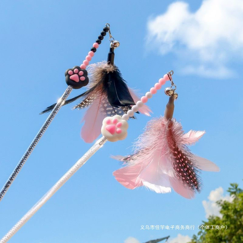 Модная палочка-дразнилка для кошек с перьями, прочная игрушка-колокольчик, палочка-дразнилка для кошек, сказочная палочка, милый продукт