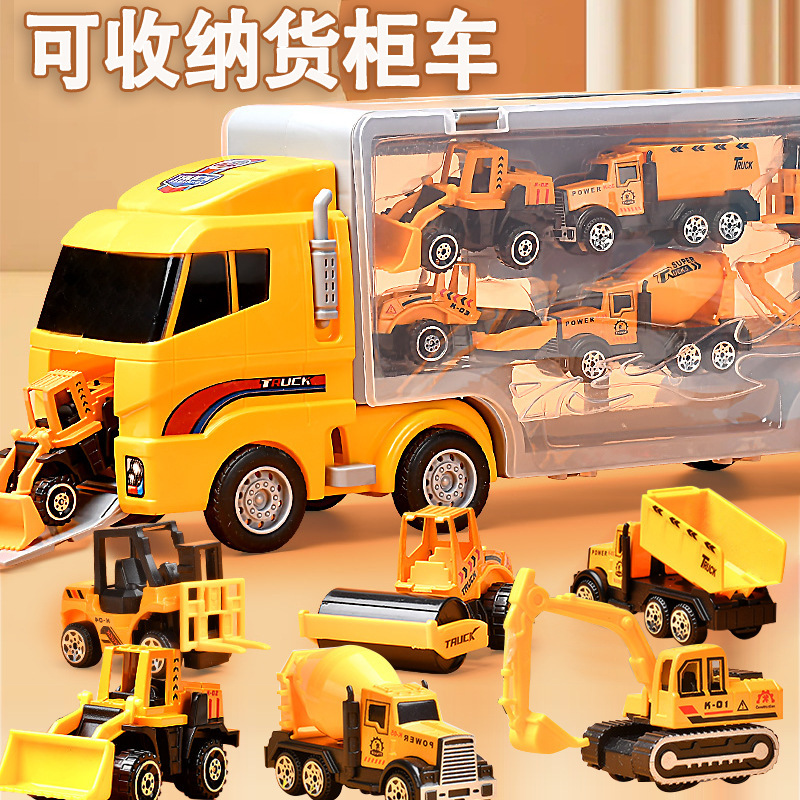 Coche de juguete para niños gran contenedor de almacenamiento carro de aleación de simulación de ingeniería de bomberos coche de operación militar al por mayor