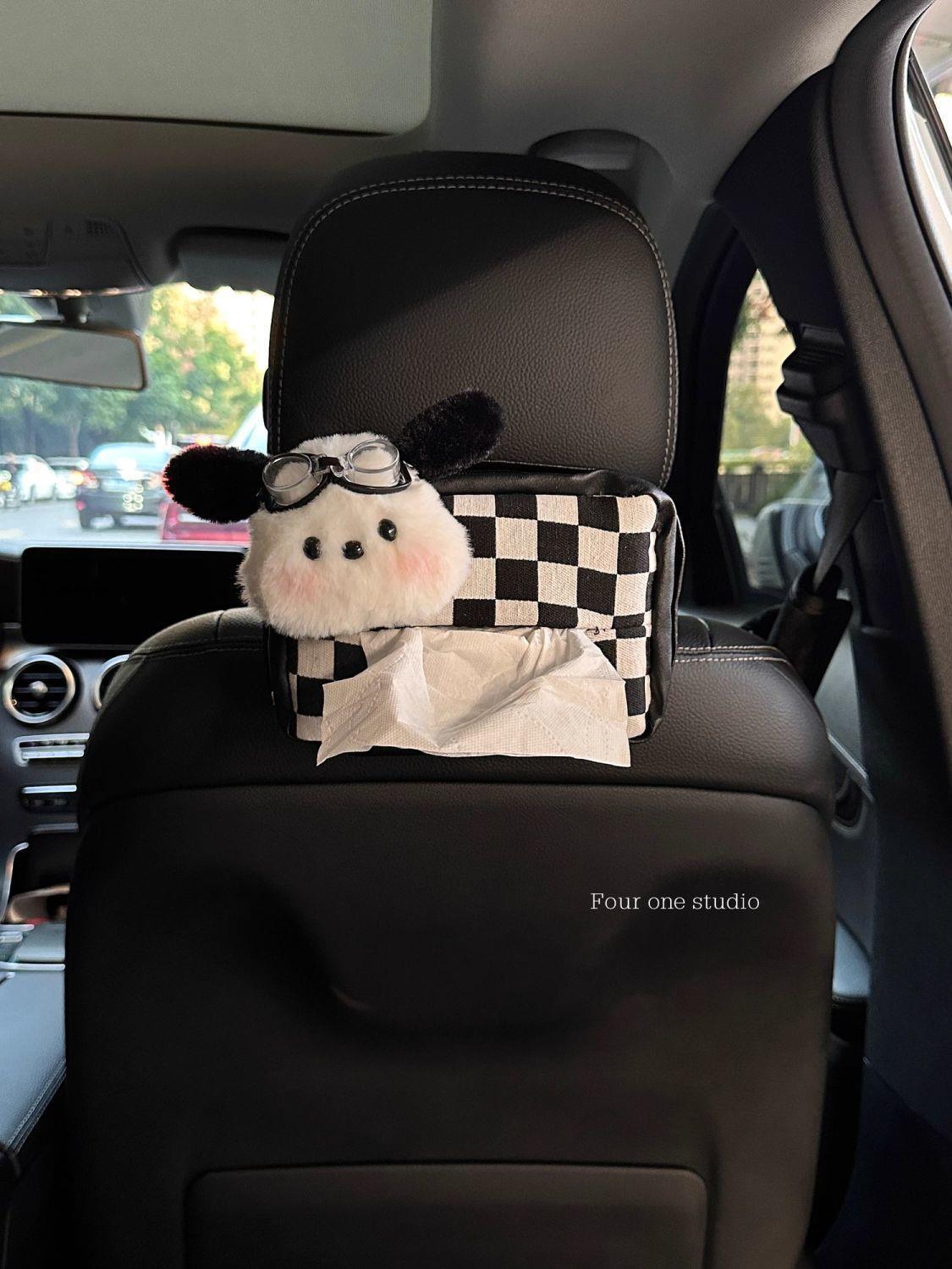 Cute car tissue box, tissue holder, little dog car hanging tissue bag, car decoration, dashboard ornament