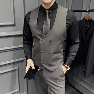 Foreign Trade Men's Suit Vest Suit Business Double-Breasted Slim Men's Vest Groomsmen Suit Free Shipping