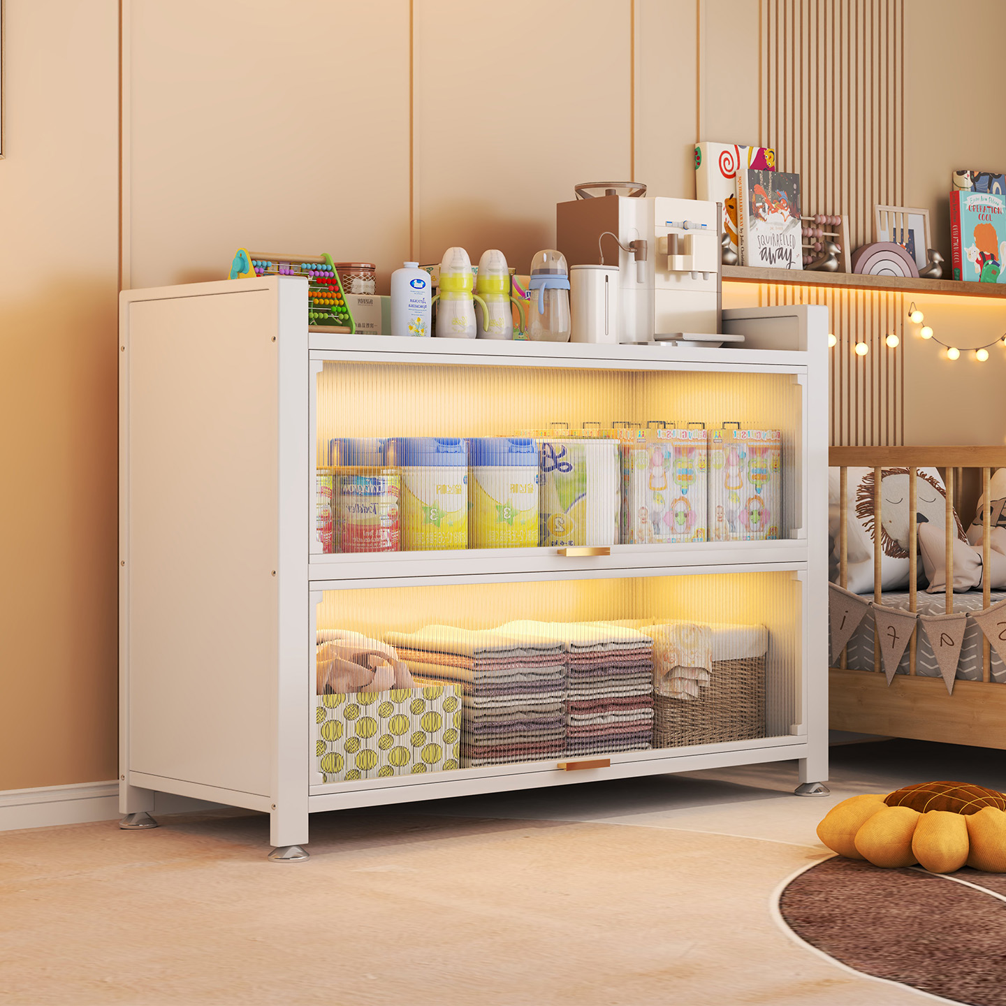 Baby Feeding Table, Household Baby Product Storage Cabinet, Milk Bottle and Milk Powder Storage Rack, Large Capacity Multi-Functional Storage Cabinet
