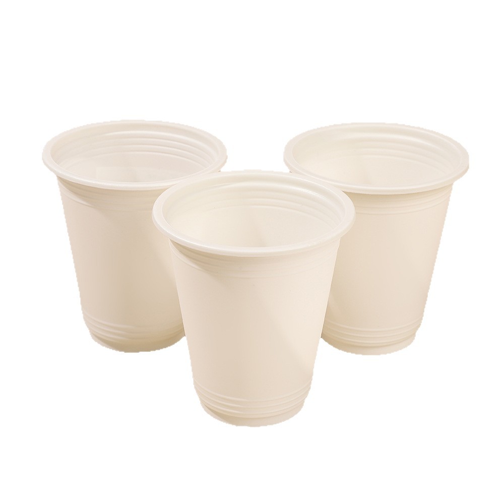 Taza de agua desechable de almidón de maíz degradable ecológica, no tóxica y sin olor, compostaje degradable y espesado de taza de agua desechable