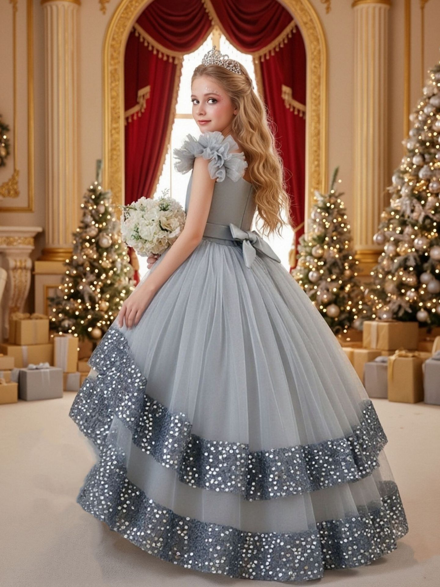 Europa y América vestidos de niñas vestidos de fiesta de Navidad de sequillas vestidos de princesa vestidos de flores de cumpleaños cena de piano