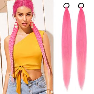 Foreign Trade Rubber Band Ponytail Children's European and American Style Headwear Hair Extensions Straight Hair Ponytail Braids Wrap-around Braids Ponytail