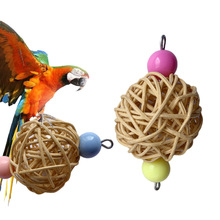 大中小型鹦鹉玩具 磨牙咬木藤球串 脚抓啃咬草编玩具 鸟宠物用品