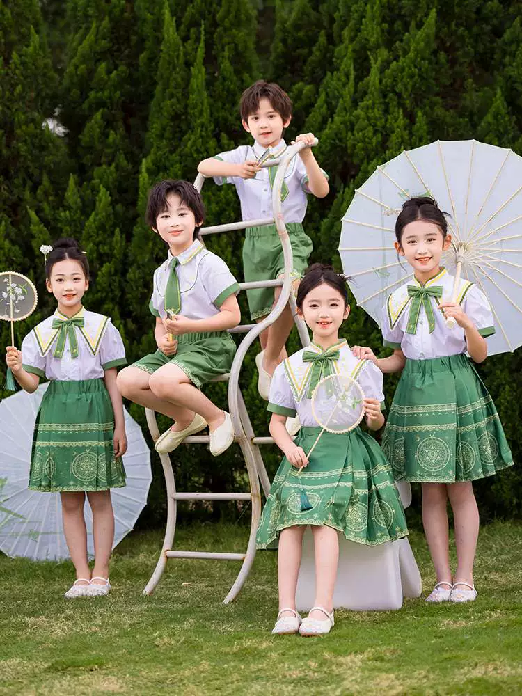 Новая детская китайская одежда для выступлений, летняя форма для детского сада, юбки с лошадиным лицом династии Хань, выпускная форма для учащихся начальной школы 5