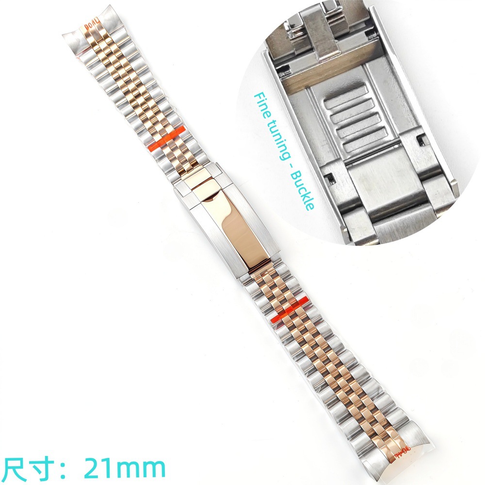 Correa de acero de ajuste fino pulsera de pulsera 21mm sólido de acero plegable accesorios de reloj Renacimiento