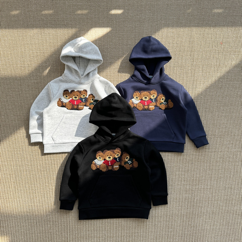 Lisa's Same Style!! Kith 24Th Christmas Towel Embroidered Bear Doll Children's Clothing Hooded Sweatshirt Lisa's Same Style!! Kith 24Th Christmas Towel Embroidered Bear Doll Children's Clothing Hooded Sweatshirt