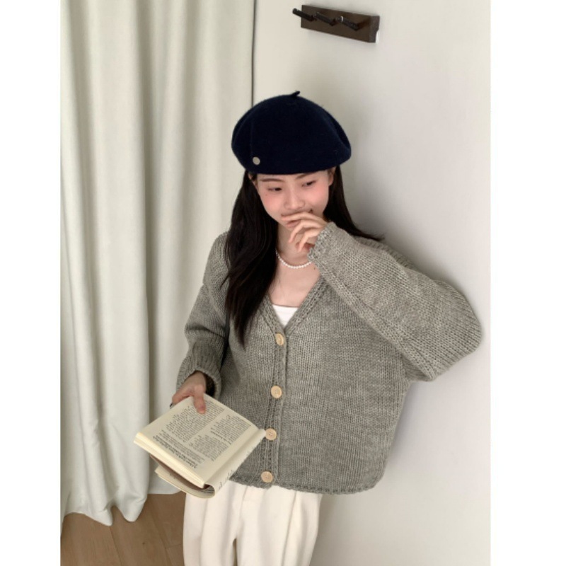 软糯羊毛针织开衫女2025秋冬外搭重磅慵懒风百搭毛衣外套上衣女|undefined