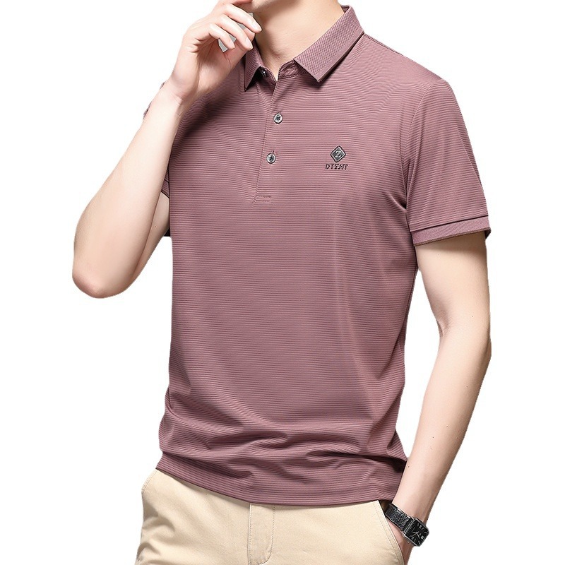 Dad's Summer Dress Jinamide Short-sleeved T-shirt Middle-aged Men's Lel Polo Shirt Middle-aged Men's Summer Thin Top