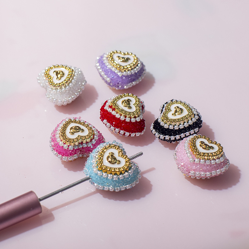 Cruz-frontera original nuevo DIY gran melocotón corazón teléfono móvil cadena colgante industria pesada rhinestone envuelto diamante accesorios de moda