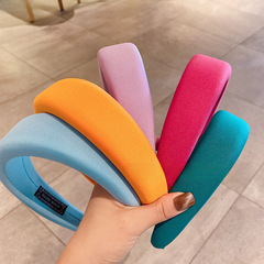 秋冬糖果色厚海綿發箍女新款純色寬邊韓國高顱頂簡約顯臉小頭箍