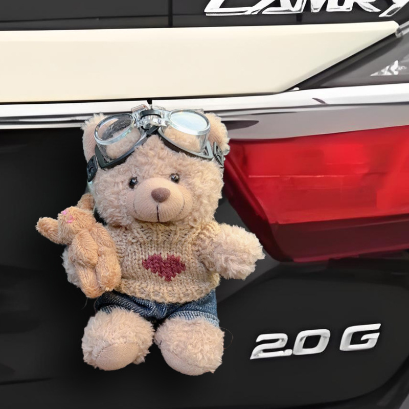 Colgante trasero de coche muñeco de oso de peluche lindo de dibujos animados decoración de maletero motocicleta decoración de bicicleta