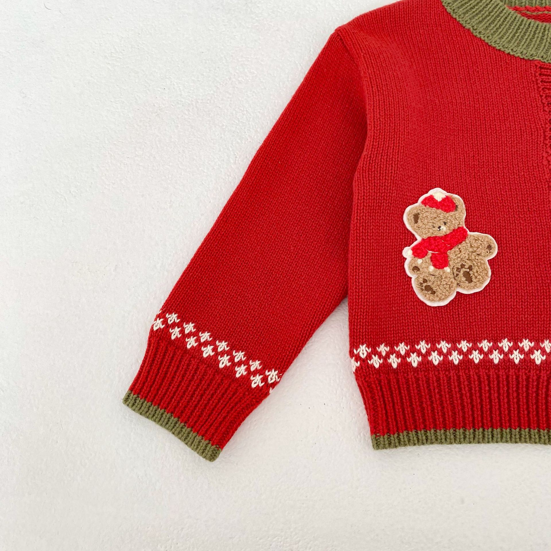 Children's Cardigan Christmas Clothes Baby Cotton Crew Neck Coat Top