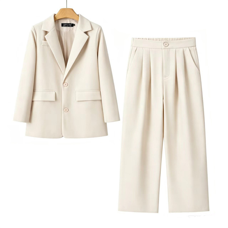 2026 Spring New Style Blazer High-Waisted Wide-Leg Pants Two-Piece Set Spring and Autumn New Women's Suit Set 2026 Spring New Style Blazer High-Waisted Wide-Leg Pants Two-Piece Set Spring and Autumn New Women's Suit Set