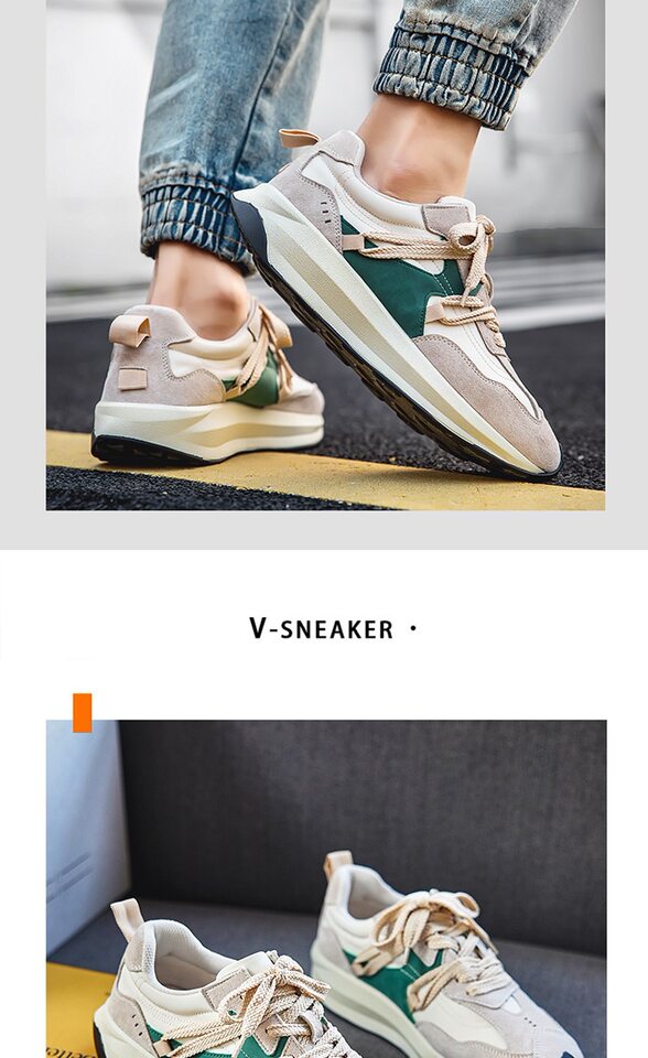 Giày sneaker nam phối màu , nhẹ thoáng khí, đế bệt — màu xanh, màu xám chi tiết 5