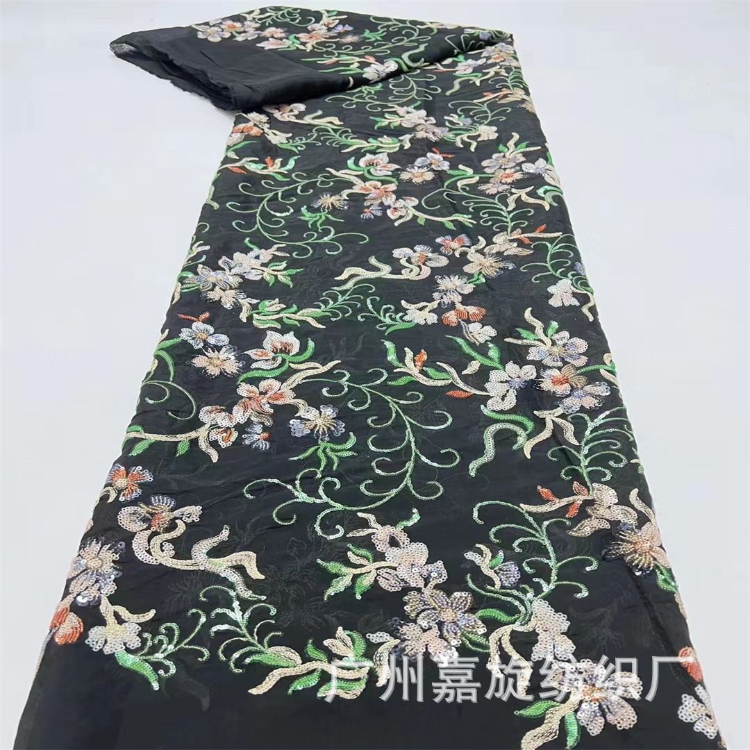 Tejido de brillo chino vestido de boda francés vestido de Tianxi cheongsam vestido de encaje hecho a mano DIY cuentas bordadas tela