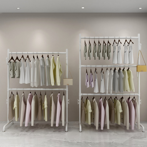 Liftable double-layer coat rack floor-standing bedroom household two or three-layer clothes rail rental house dormitory balcony clothes drying rack