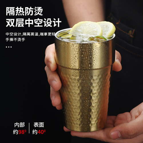 304 stainless steel water cup Korean tea cup beverage cup milk cup beer cup double-layer insulated water cup mouthwash cup