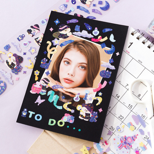 Message Cute Duoduo laser die-cut tape, hand-painted bear Gu card cell phone decoration cartoon material 8 styles