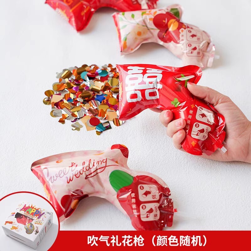 結婚式用品自動インフレータブル花火銃手持ち花火砲ピストルカラーバンド創意玩具結婚用品|undefined