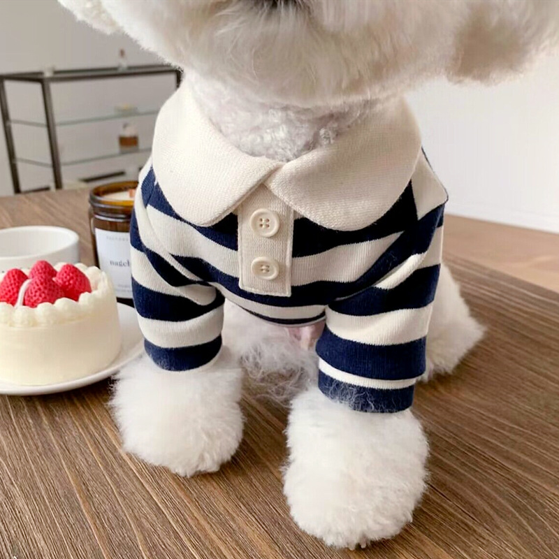 애완 동물 줄무늬 폴로 셔츠 슈나우저 테디 요크셔 비숑 포메라니안 푸들 작은 개 고양이 개 옷
