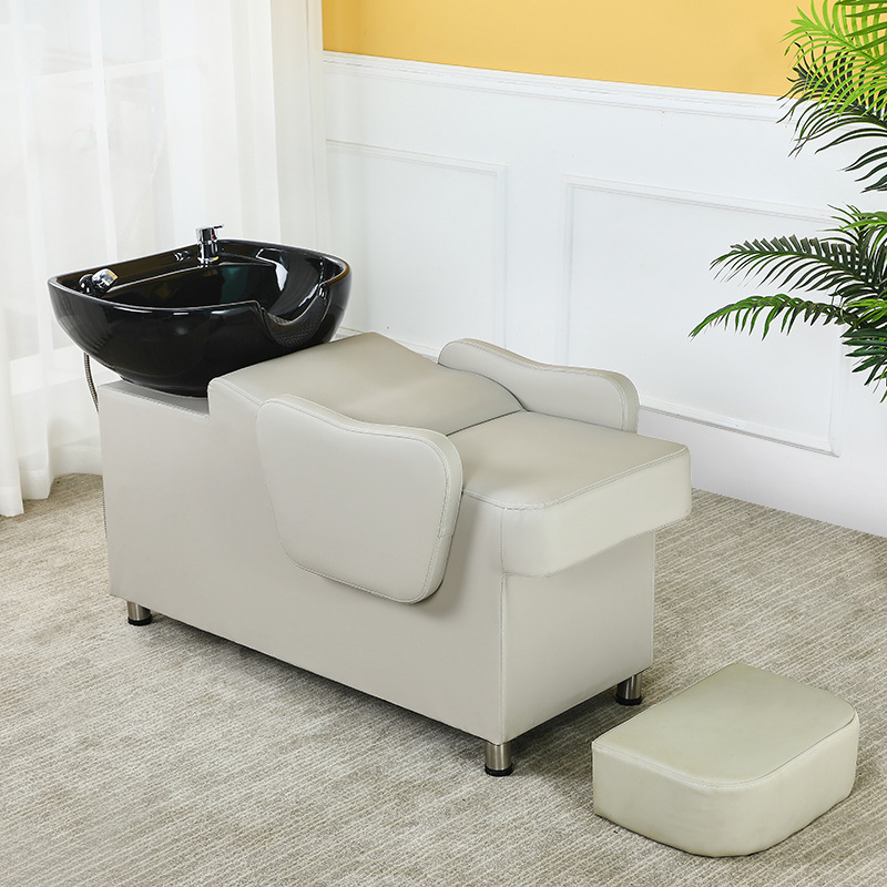 Venta directa de fábrica Red de celebridades de Internet medio acostado Barbería Cama de champú de moda Peluquería simple de alta gama Peluquería Peluquería de cerámica cama de descarga