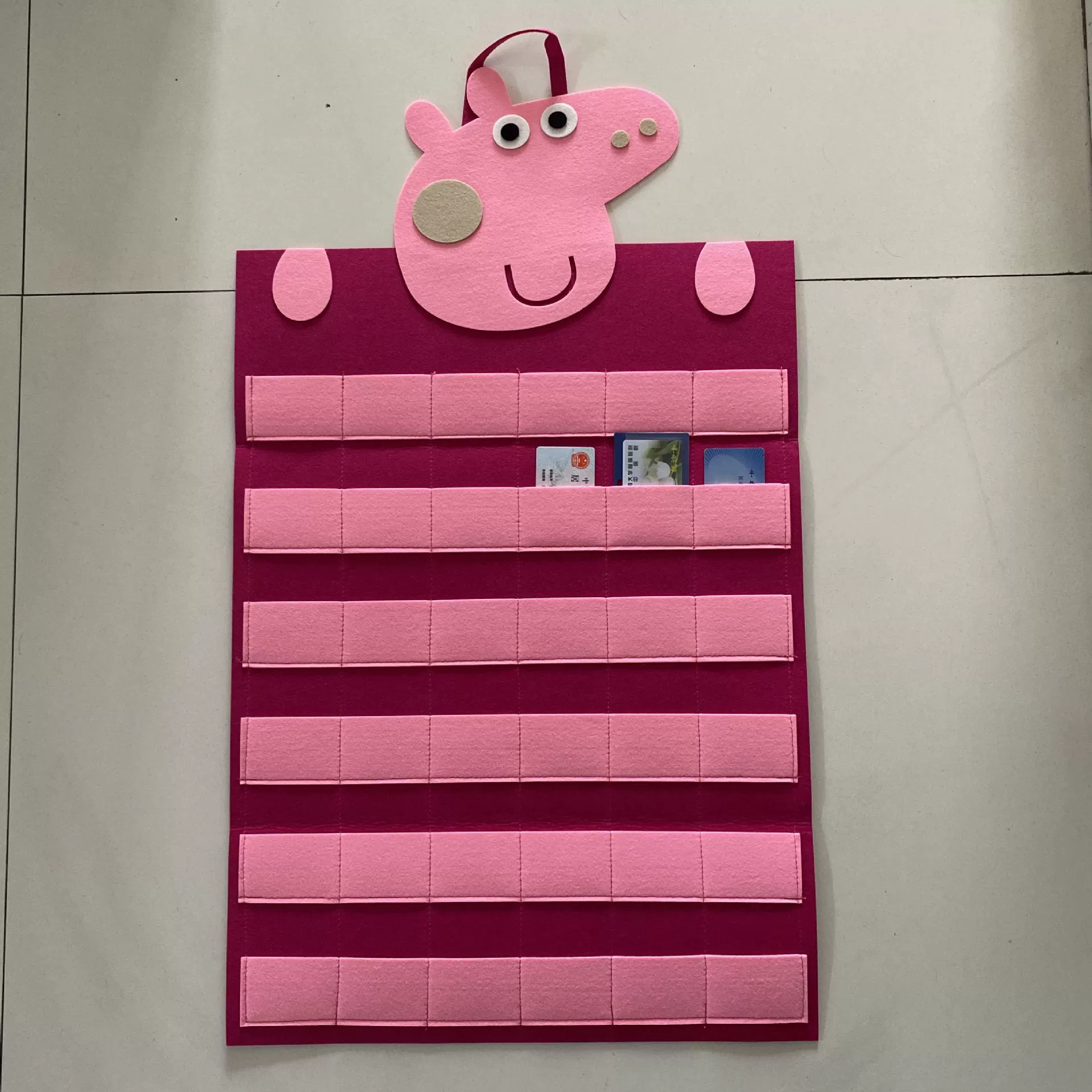 Cartoon hanging organiser for kindergarten, card non-woven cloth, storage bag, increased thickness